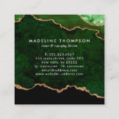 Modern Velvet Green Marble Agate Geode Square Quadratische Visitenkarte (Rückseite)