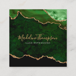 Modern Velvet Green Marble Agate Geode Square Quadratische Visitenkarte