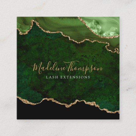 Modern Velvet Green Marble Agate Geode Square Quadratische Visitenkarte (Vorderseite)