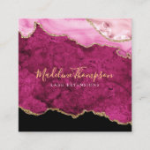 Modern Velvet Pink Marble Agate Geode Quadratische Visitenkarte (Vorderseite)