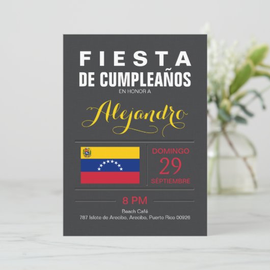 Modern: Venezuela-Party Einladung (Stehend Vorderseite)