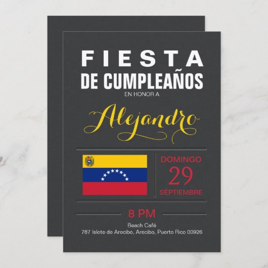 Modern: Venezuela-Party Einladung (Vorne/Hinten)