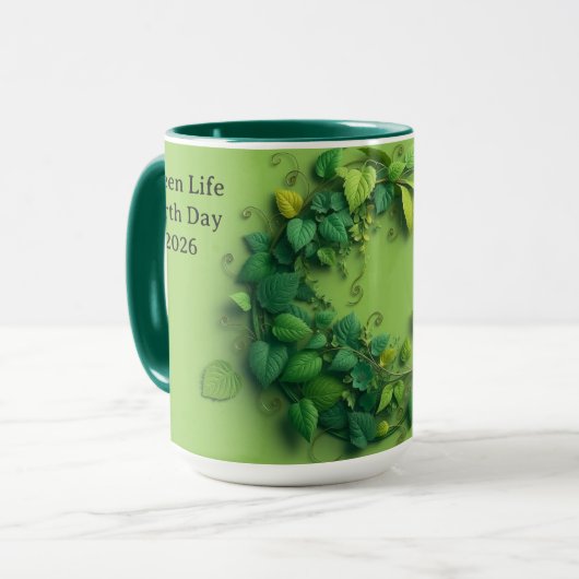 Modern Verdant Lifecycle Leafy Wreath Tasse (Vorderseite Links)