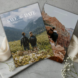 Modern Vertical Double-sided Photo Save The Date Einladung
