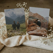 Modern Vertical Double-sided Photo Save The Date Einladung