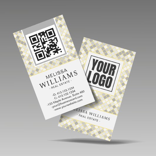 Modern Vertical Yellow & Gray Geometric Visitenkarte