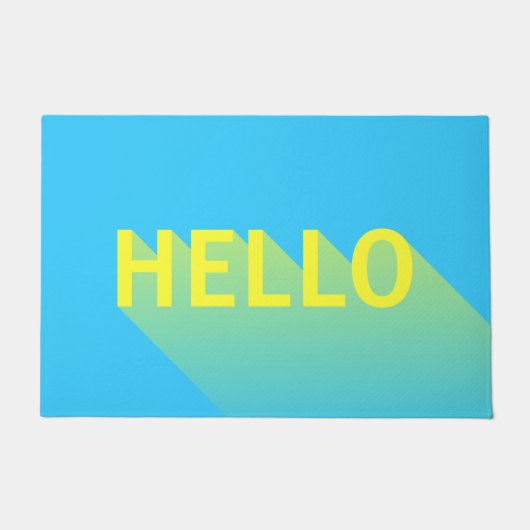 Modern Vibranly Blue and Yellow Hello Typografy Fußmatte (Vorderseite)