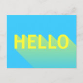 Modern Vibranly Blue and Yellow Hello Typografy Postkarte (Vorderseite)