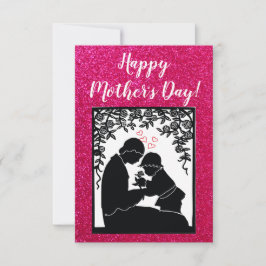  Modern vibrant color mom photo art Dankeskarte