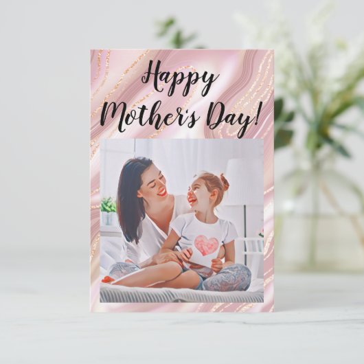 Modern vibrant color mother photo art Dankeskarte (Stehend Vorderseite)