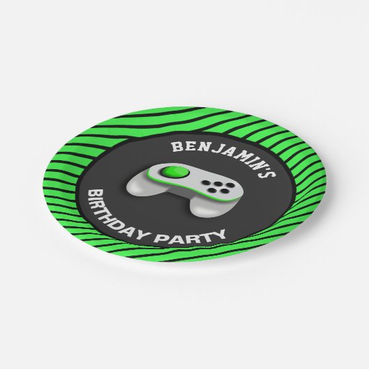 Modern Video Game Birthday Party Pappteller (Schrägansicht)