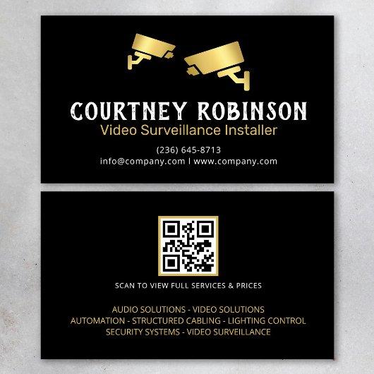 Modern Video Surveillance Installer QR Code Visitenkarte