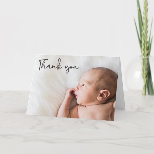 Modern Vielen Dank, Baby Foto Birth Ankündigung (Vorderseite)