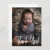 Modern Vielen Dank, dass Sie Script Baby Boy Foto  Ankündigungspostkarte (Vorne/Hinten)