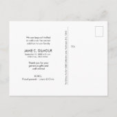 Modern Vielen Dank, dass Sie Script Baby Boy Foto Ankündigungspostkarte (Rückseite)