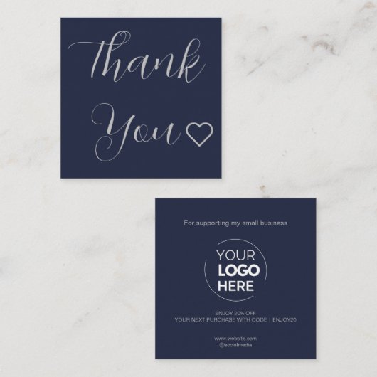 Modern Vielen Dank, dass Sie Script Minimal Navy Rabattkarte (Vorne/Hinten)