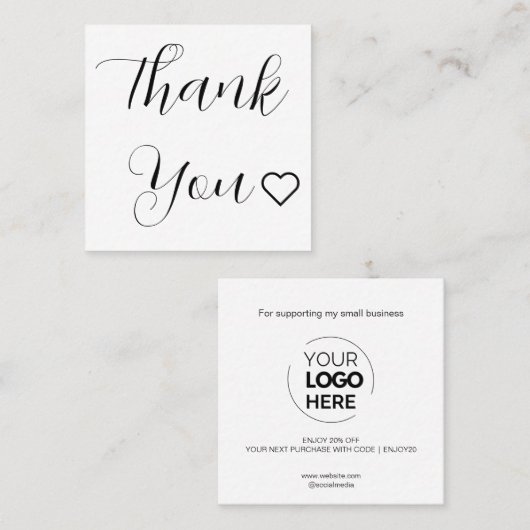Modern Vielen Dank, dass Sie Script Minimal White Rabattkarte (Vorne/Hinten)