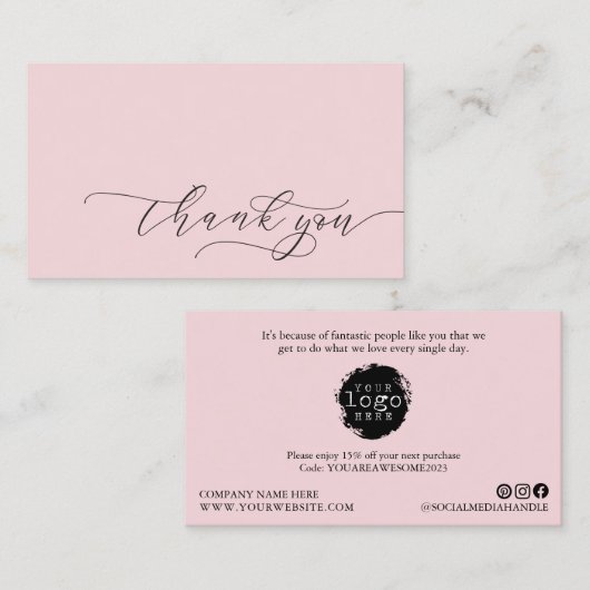 Modern Vielen Dank, dass Sie Script Small Branding Visitenkarte (Vorne/Hinten)