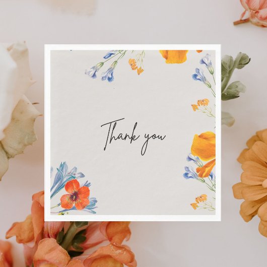 Modern Vielen Dank, Floral Nastartium Blue Botanic Serviette