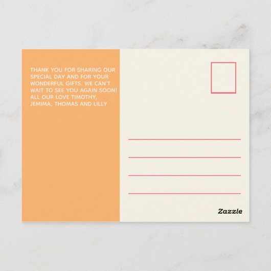 Modern Vielen Dank Foto-Card Orange Shades BUDGET Postkarte (Rückseite)