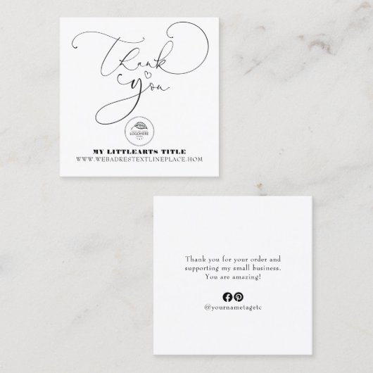 Modern vielen Dank für den Einkauf des kleinen Bra Quadratische Visitenkarte (Vorne/Hinten)