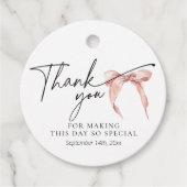 Modern Vielen Dank für Ihr Brautparty mit rosa Bug Geschenkanhänger (Vorderseite)