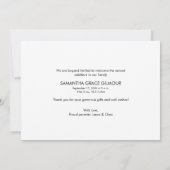 Modern Vielen Dank für Ihr Script Baby Girl Foto B Ankündigung (Rückseite)