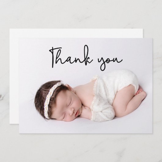 Modern Vielen Dank für Ihr Script Baby Girl Foto B Ankündigung (Vorne/Hinten)