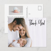 Modern Vielen Dank, Script Baby BOY Fotos Ankündigungspostkarte (Vorne/Hinten)