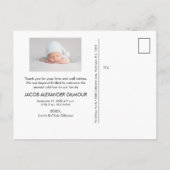 Modern Vielen Dank, Script Baby BOY Fotos Ankündigungspostkarte (Rückseite)