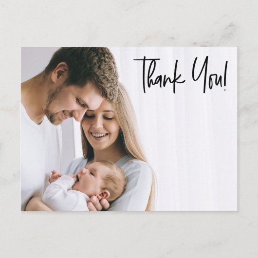 Modern Vielen Dank, Script Baby BOY Fotos Ankündigungspostkarte (Vorderseite)