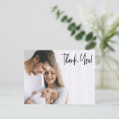 Modern Vielen Dank, Script Baby BOY Fotos Ankündigungspostkarte (Stehend Vorderseite)
