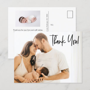 Modern Vielen Dank, Script Baby Girl Fotos Ankündigungspostkarte