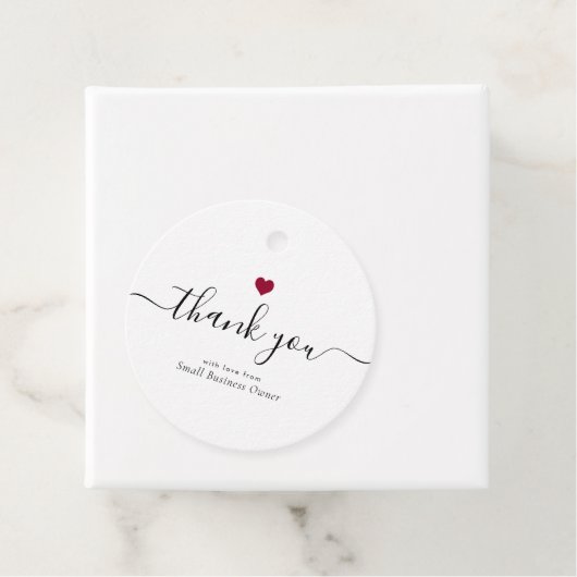 Modern Vielen Dank, Script Red Heart Small Busines Geschenkanhänger (Beispiel)