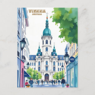Modern Vienna Austria Aquarellbilder Postkarte