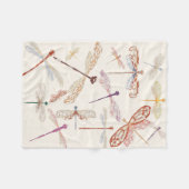 Modern Vintag Boho Pink Art Dragonfly Fleecedecke (Vorderseite (Horizontal))