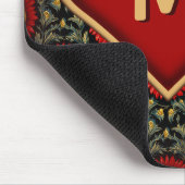 Modern Vintag Red Monogram Heart Mousepad (Ecke)