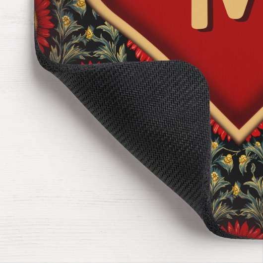 Modern Vintag Red Monogram Heart Mousepad (Ecke)
