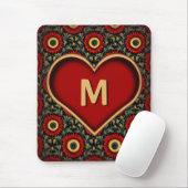 Modern Vintag Red Monogram Heart Mousepad (Mit Mouse)