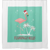 MODERN VINTAG RETRO CHRISTMAS FLAMINGO DUSCHVORHANG (Vorderseite)