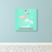 MODERN VINTAG RETRO CHRISTMAS FLAMINGO LEINWANDDRUCK (Insitu (Holzboden))
