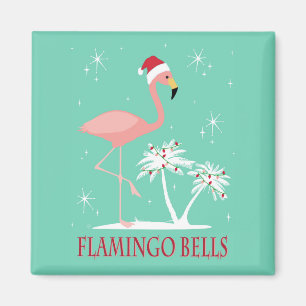 MODERN VINTAG RETRO CHRISTMAS FLAMINGO MAGNET