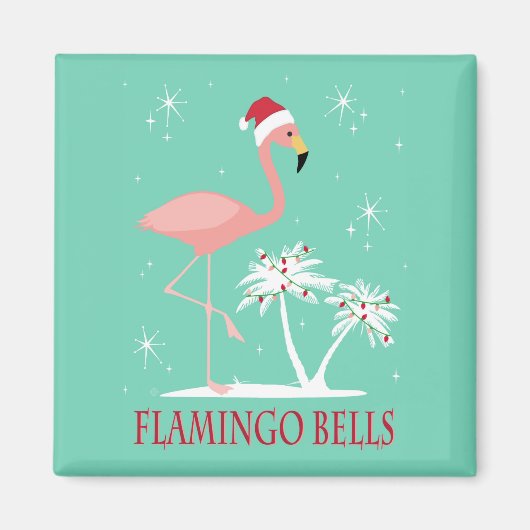 MODERN VINTAG RETRO CHRISTMAS FLAMINGO MAGNET (Vorne)