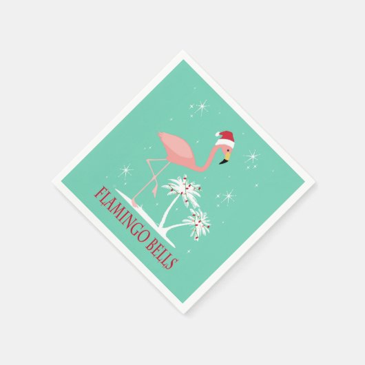 MODERN VINTAG RETRO CHRISTMAS FLAMINGO SERVIETTE (Ecke)