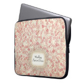 Modern Vintage Art Rose Miniprint Leaf Swirls Laptopschutzhülle (Vorderseite Links)