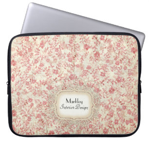 Modern Vintage Art Rose Miniprint Leaf Swirls Laptopschutzhülle