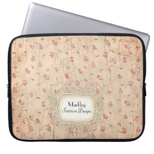 Modern Vintage Art Roses Tea Stained Aged Crackle Laptopschutzhülle