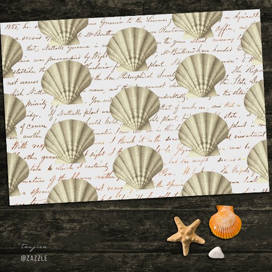 Modern Vintage Beige Shell Script Seidenpapier