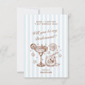 Modern Vintage Blue Bridesmaid Proposal Card Einladung (Vorderseite)