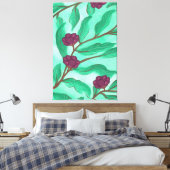 Modern Vintage Blue Green Botanical Scene Leinwanddruck (Insitu (Schlafzimmer))